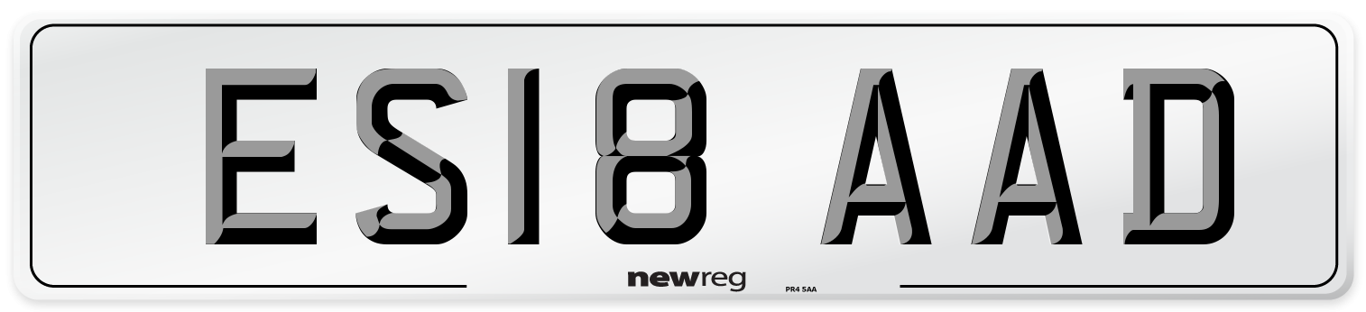 ES18 AAD Number Plate from New Reg